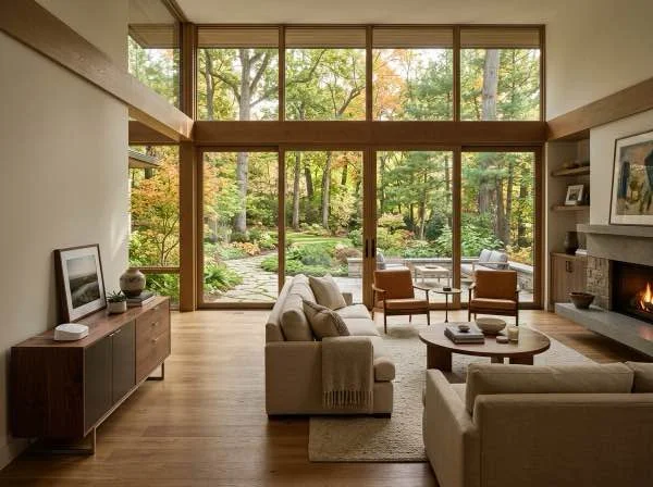 Whole-home mesh Wi-Fi system setup in an elegant Bloomfield Hills residence overlooking wooded grounds
