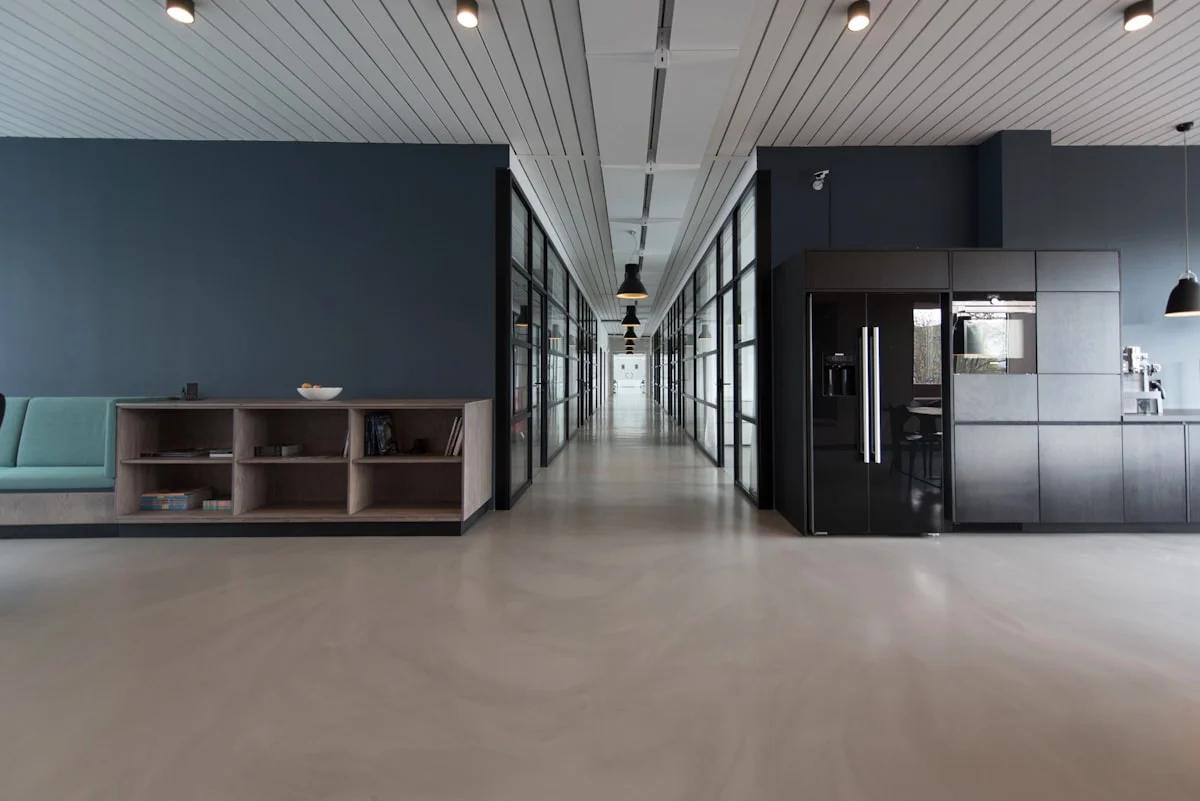 Modern commercial office workstation with business internet and enterprise network connectivity