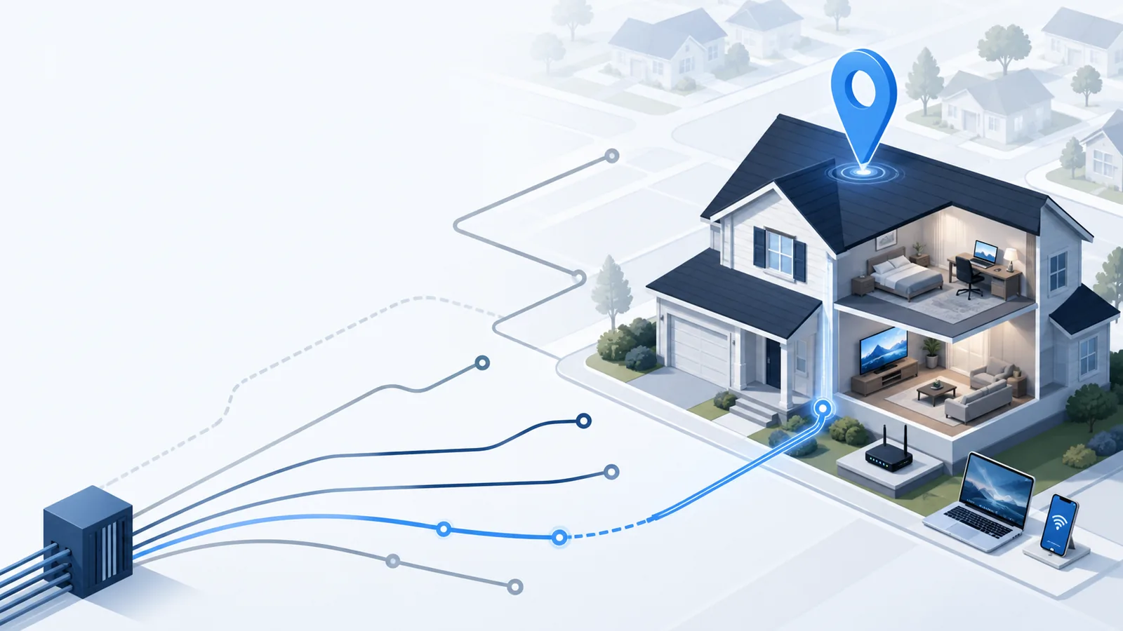 Home address connected to available internet provider networks